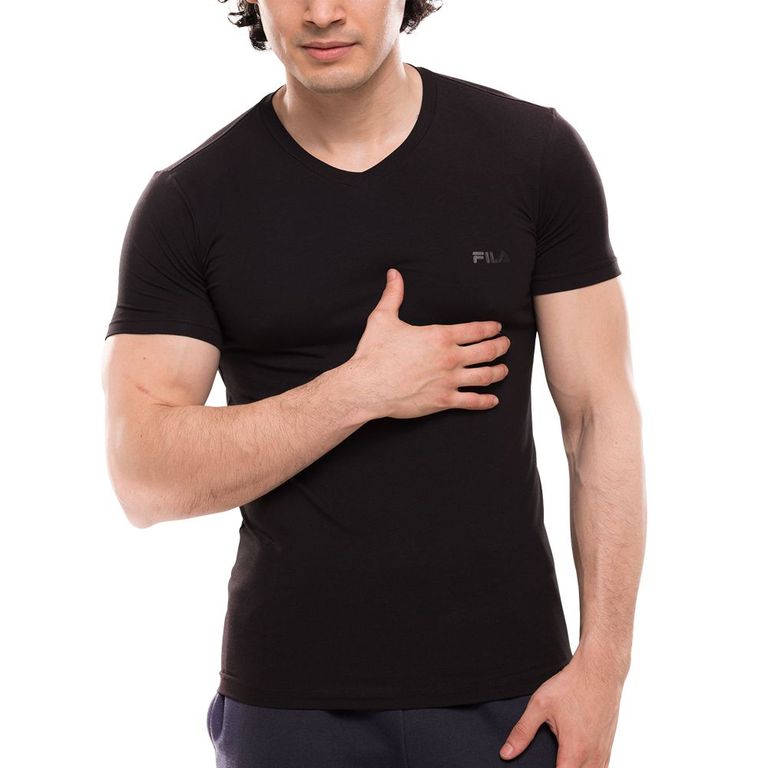 Polo Manga Corta Cuello V Negro