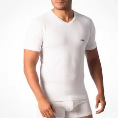 FILA - Polo Manga Corta Cuello V Blanco