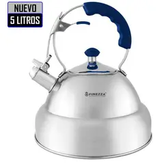 FINEZZA - Tetera de Acero 5.0 Litros Mango Azul