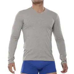 FILA - Polo Manga Larga Cuello V Plomo.