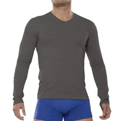 FILA - Polo Manga Larga Cuello V Plomo Oscuro.