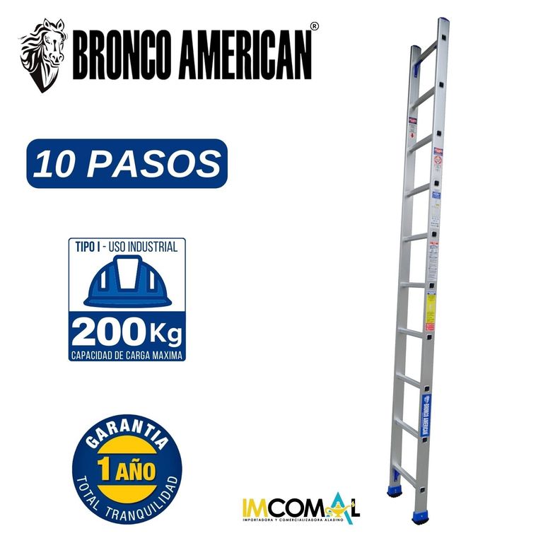 Escalera Aluminio Tipo Arrimo de 10 Pasos.