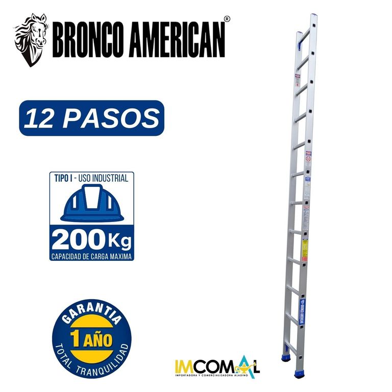 Escalera Aluminio Tipo Arrimo de 12 Pasos.