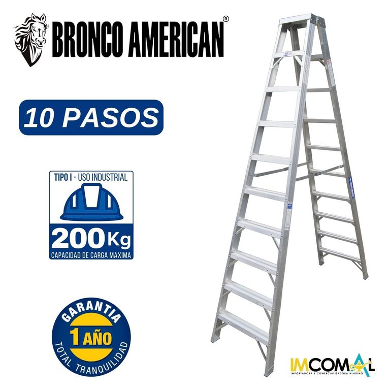 Escalera Aluminio Tijera Doble Ascenso de 10 Pasos.