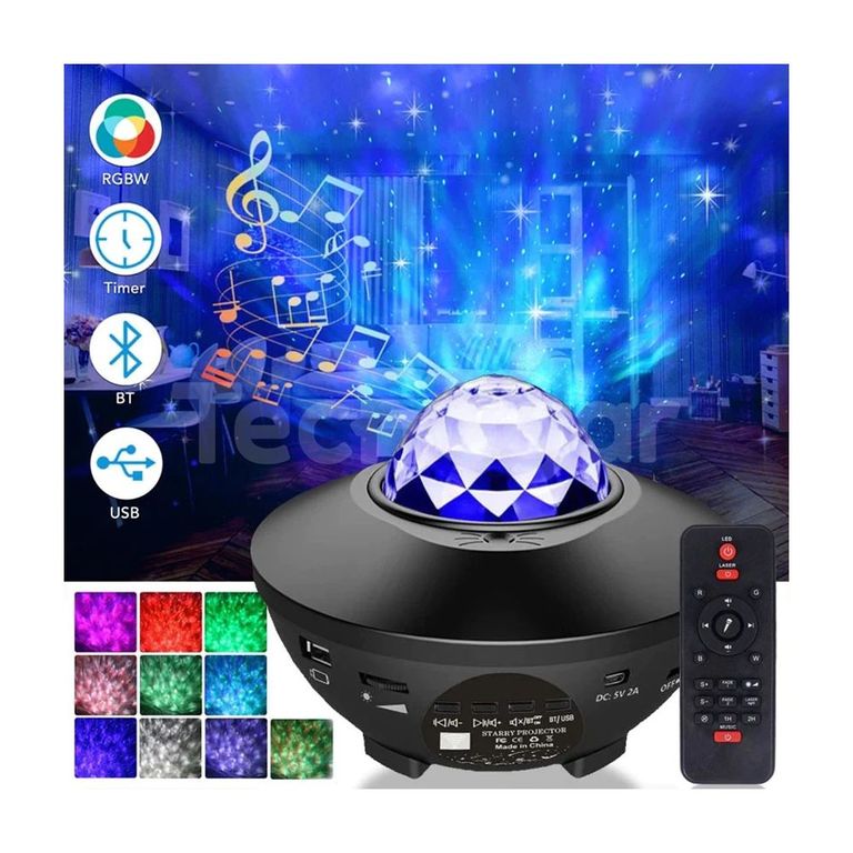 Proyector Galaxia Con Parlante Bluetooth y Luces LED RGB para Fiesta