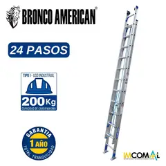 BRONCO AMERICAN - Escalera Aluminio Telescópica de 24 Pasos.