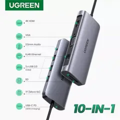 UGREEN - Adaptador Hub Multifuncional CM179 Tipo-c 10 En 1