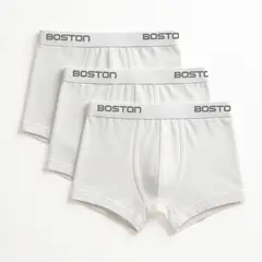 BOSTON - Pack x3 Bóxer Corto Kids Blanco