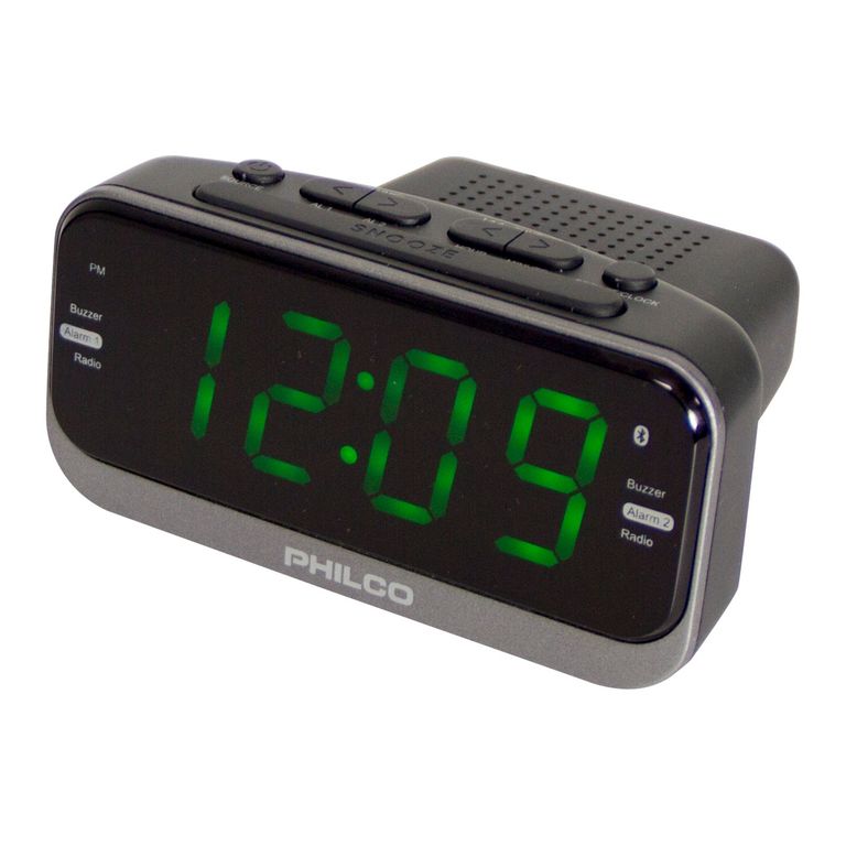 RADIO RELOJ DESPERTADOR DE 1.2 CON ALARMA DUAL PAR1012BT-GR
