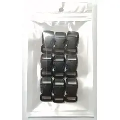 GENERICO - 9 hebilla broche plástico para paracord negro 30 x 15 mm