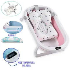 IDEAL - Bañera para bebe con termómetro SPA ROSADO