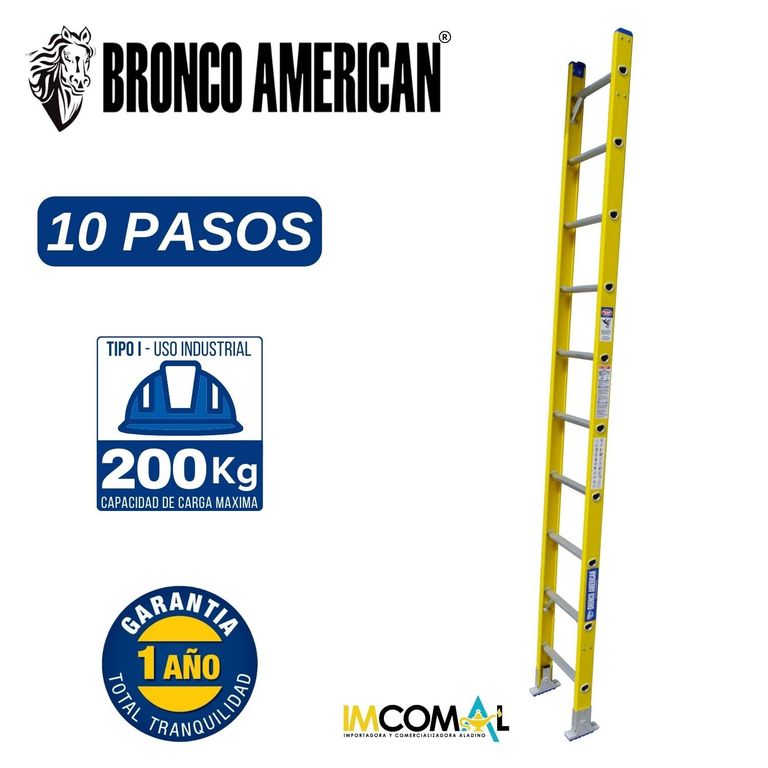 Escalera Fibra de Vidrio Tipo Arrimo de 10 Pasos.