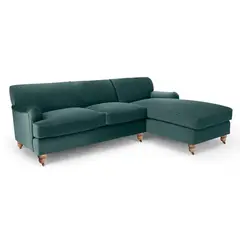 YOLODECORO - Sofá Esquinero Orson 3 Cuerpos Con Chaise Longue Derecho Verde Marino