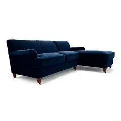 YOLODECORO - Sofá Esquinero Orson 3 Cuerpos Con Chaise Longue Derecho Azul Tinta