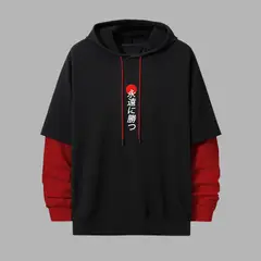 YANSUS - Polera Hombre Bicolor Rojo Y Negro Manga Larga