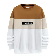 YANSUS - Polera Hombre Tricolor Camello Beige Blanco Estampado