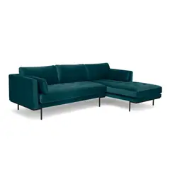 YOLODECORO - Sofá Esquinero Harlow 3 Cuerpos Con Chaise Longue Derecho Azul Oceano