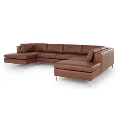 YOLODECORO - Sofá Esquinero Monterosso 6 Cuerpos Con Chaise Longue Derecho Marrón