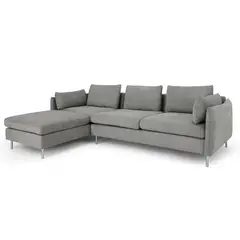 YOLODECORO - Sofá Esquinero Vento 3 Cuerpos Con Chaise Longue Izquierdo Gris Rayas