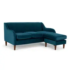 YOLODECORO - Sofá Esquinero Helena 3 Cuerpos Con Chaise Longue Derecho Azul Cerceta