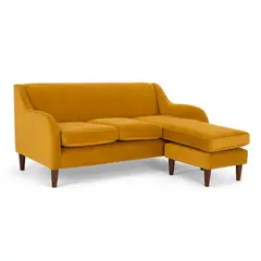 YOLODECORO - Sofá Esquinero Helena 3 Cuerpos Con Chaise Longue Derecho Cúrcuma.