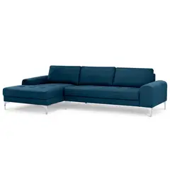 YOLODECORO - Sofá Esquinero Vittorio 3 Cuerpos Con Chaise Longue Izquierdo Azul.