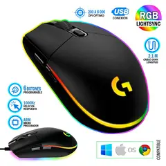 LOGITECH - Mouse G203 Lightsync Led RGB-Negro