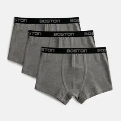 BOSTON - Pack x3 Bóxer Corto Kids Plomo Oscuro