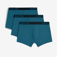 BOSTON - Pack x3 Bóxer Corto Kids Azul Acero