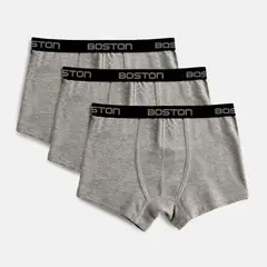 BOSTON - Pack x3 Bóxer Corto Kids Plomo Claro