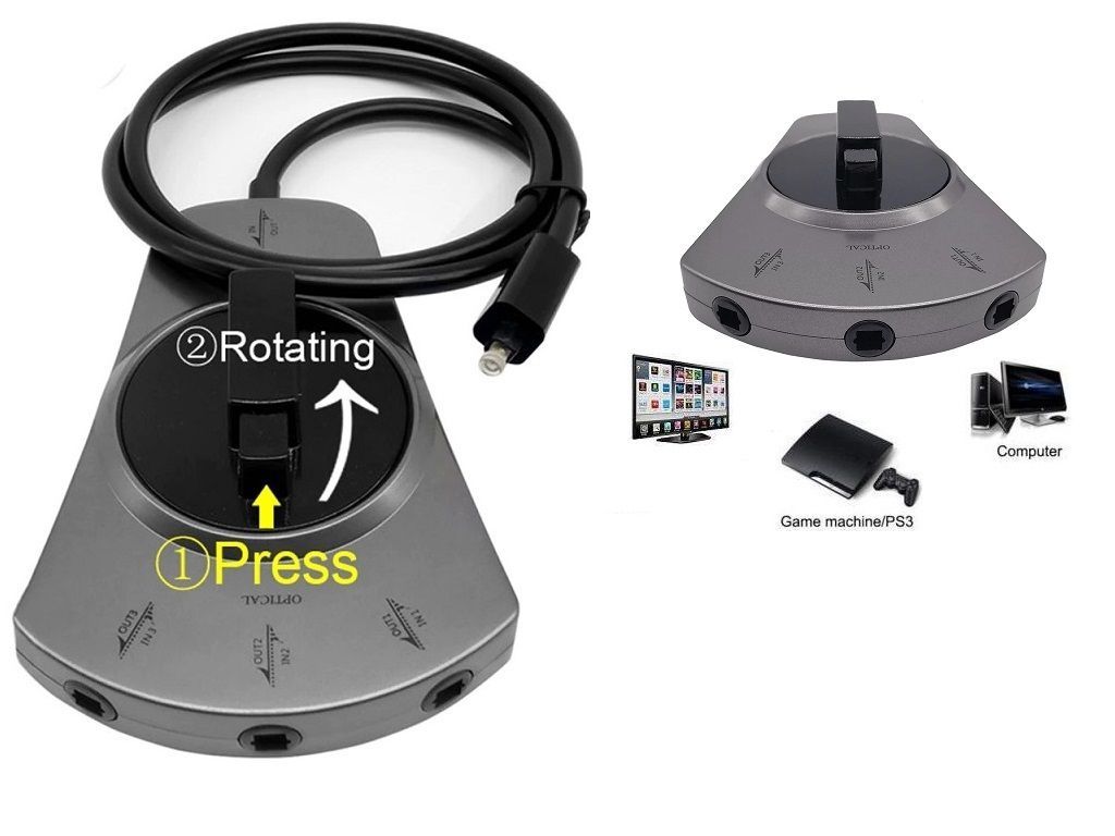 SELECTOR AUDIO OPTICO TOSLINK 3 EN 1 SWITCH