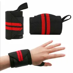 GENERICO - Vendas muñequeras de potencia para pesas rojo