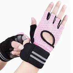 GENERICO - Guantes deportivo para pesas con muñequera rosado M