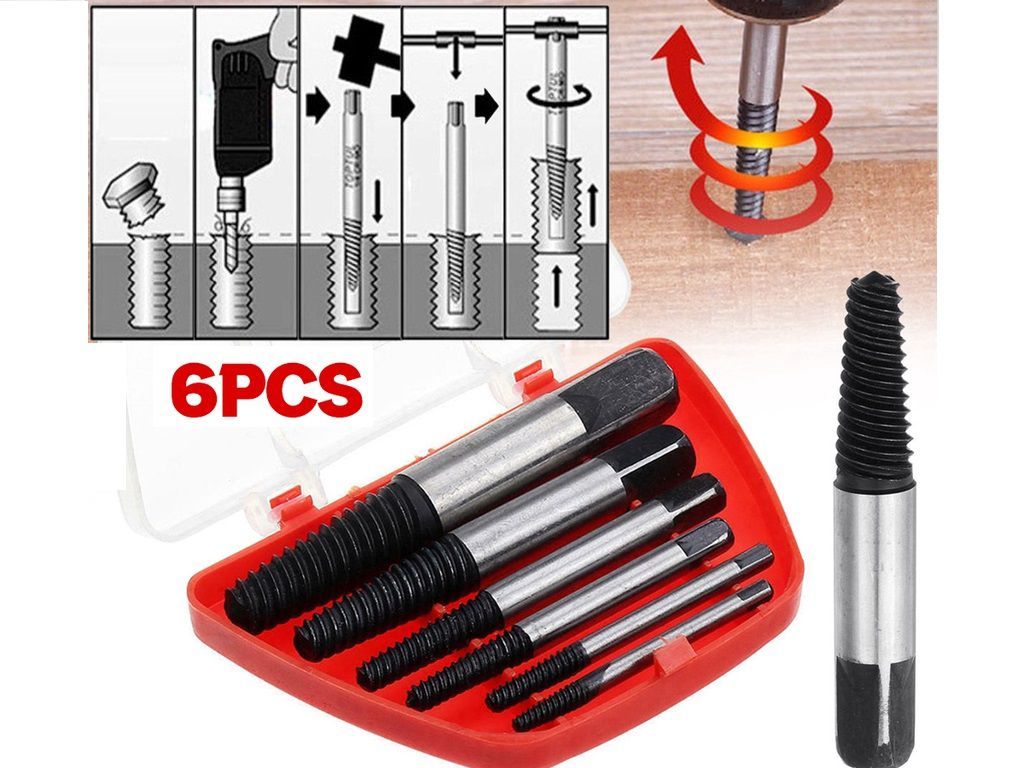 EXTRACTOR TORNILLOS PERNOS ROTOS DAÑADOS BROCA X 6 PIEZAS