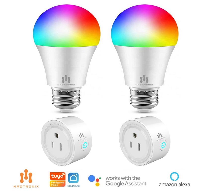 Combo Foco Inteligente y Enchufe Smart Wifi Google y Alexa x 4