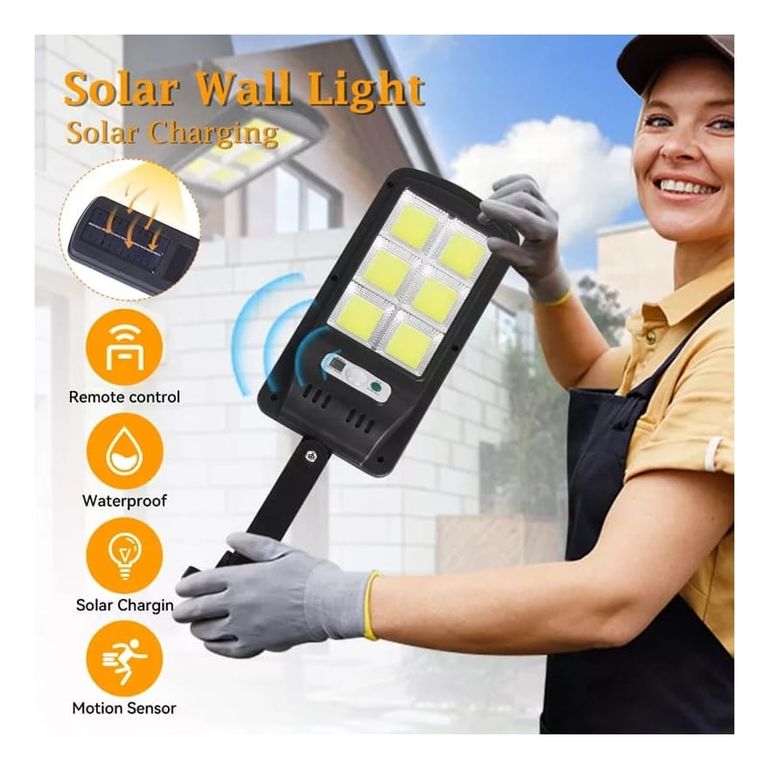 MINI LÁMPARA SOLAR 6 CELDAS 120 LED EXTERIOR Sensor Movimiento