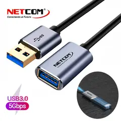NETCOM - Cable Extensión Usb 3.0 Macho A Hembra 1 Metro 5Gbps