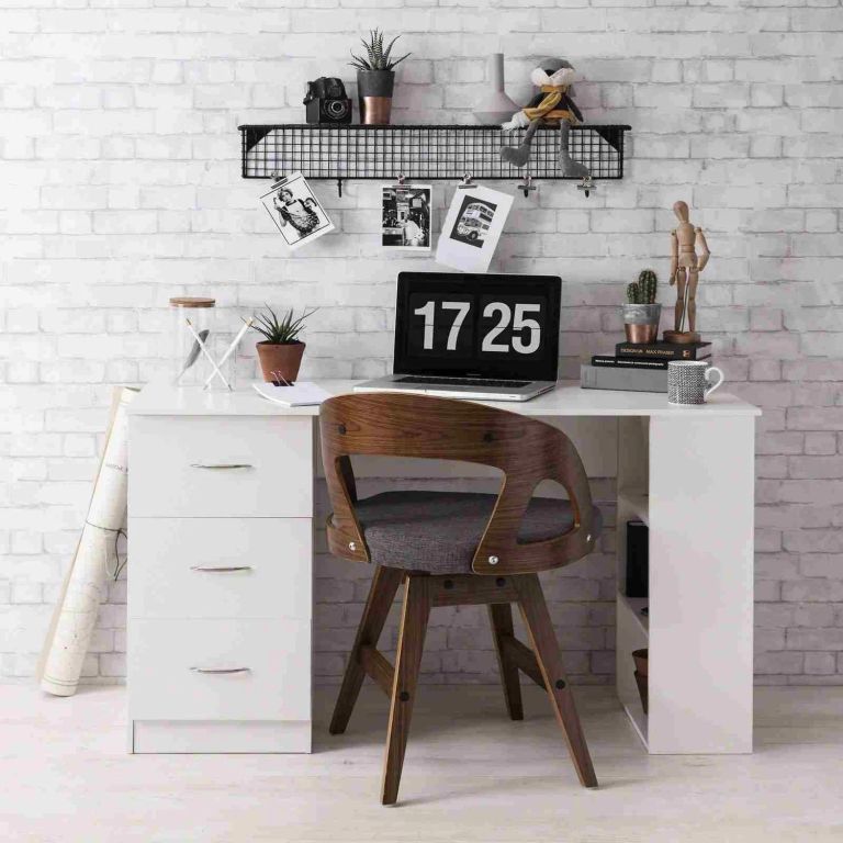 Escritorio Estante Moderno Alaska 3 Cajones Blanco