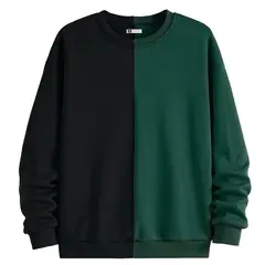 YANSUS - Polera Hombre Bicolor Vertical Verde Militar Negro