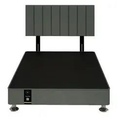 BARAKA HOME - Dormitorio Linz + Cabecera Neuss Pata Desmontable 2 Plz - Gris Oscuro