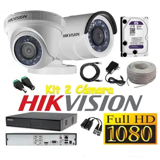 HIKVISION - Kit 2 Cámaras Seguridad FULLHD 1tb + cable