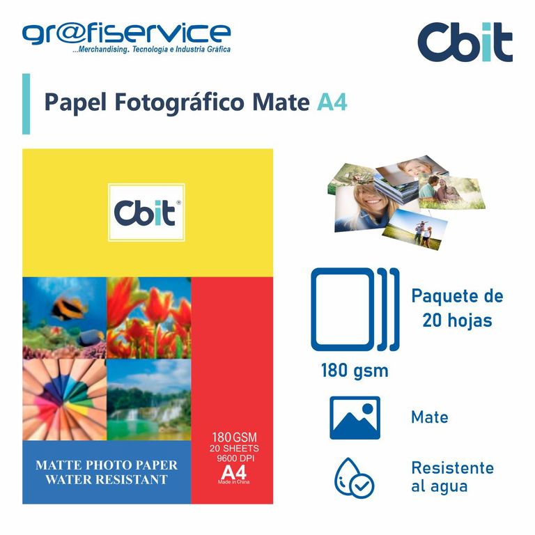 Papel Fotográfico Mate A4 CBIT 20h 180g
