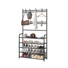 GENERICO - Zapatera Organizador de Calzado Estante 5 Niveles Con Perchero Negro