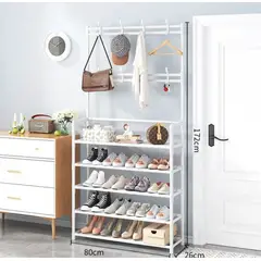 GENERICO - Zapatera Organizador de Calzado Estante 5 Niveles Con Perchero Blanco