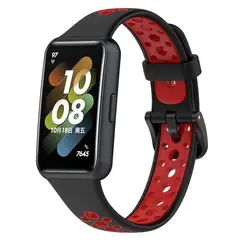 GENERICO - Correa Silicona Sport para HUAWEI BAND 7 - N/Rojo