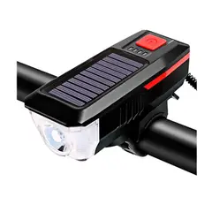 GENERICO - Linterna luz Led Bicicleta Delantera Timbre Solar Recargable