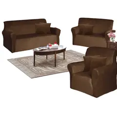 SALA FABULOSA - Funda de mueble terciopelo 3-2-1 Chocolate