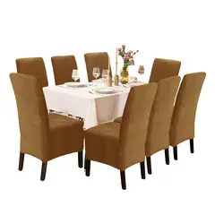 GENERICO - Funda de silla terciopelo 8 piezas Camel Sala fabulosa