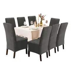 IMPORTADO MC - Funda de silla terciopelo 8 piezas plomo Sala fabulosa