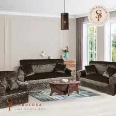 IMPORTADO MC - Funda de mueble terciopelo Shiny 3-2-1 Chocolate intenso Sala fabulosa